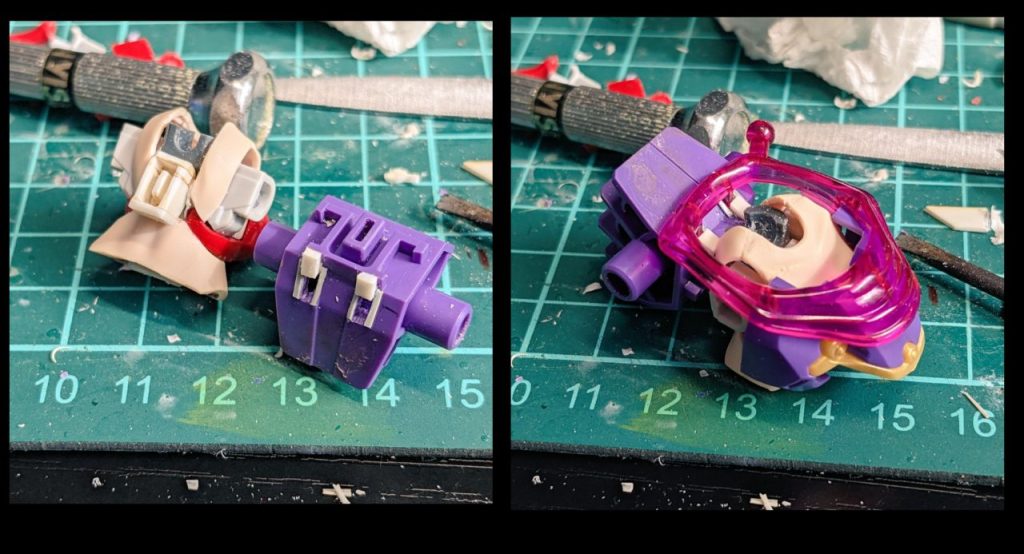 胸装甲は、・背中にバックパックとの接続孔を作成・バックパックにマフラーとの接続孔を作成これらと、既存のマフラーと胸装甲の接続を活かして装着します。