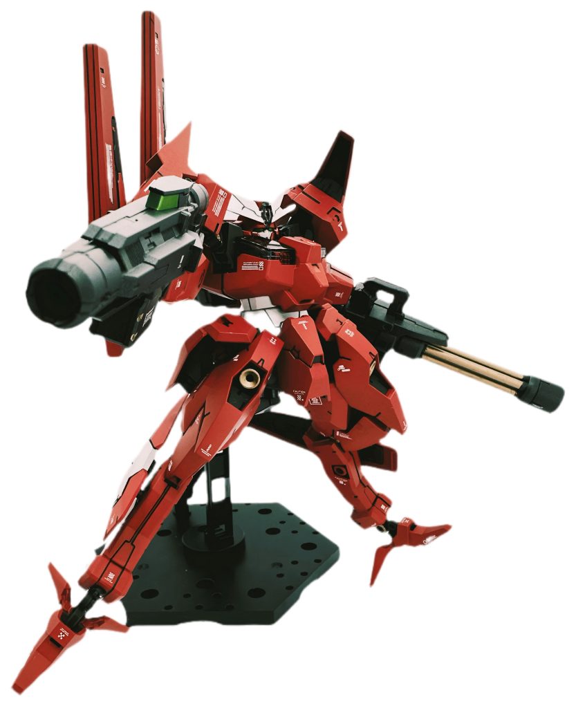 ラペッツォはイタリア語で「継ぎ当て」の意でウルとソーンのミキシングであることから命名カラーは敵ボスMSといえばの赤に、アンテナやボディ部等の白とカメラ、センサ部の緑で一応イタリアントリコローレを意識しています🇮🇹