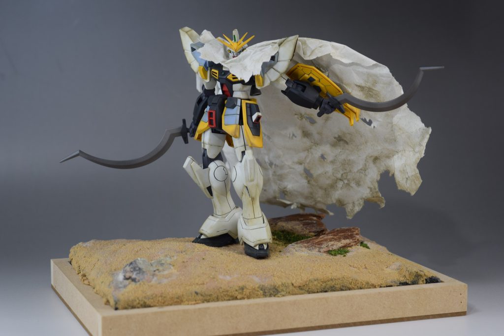 砂漠のジオラマベースを作成しましたマントは梱包材の紙から作成しました