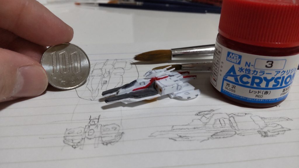 とか言ってるうちに出来た。えっ、できちゃったんですけど!?朝のスケッチから完成までだいたい2時間くらいかな。あれっ、素組み派じゃなかったっけ???いやいや、これも素組みを楽しむためなんです。