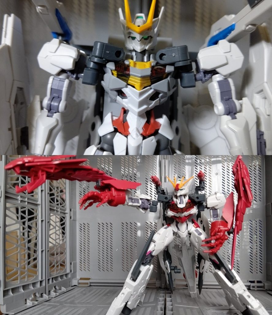 肩は変形機能のために複数のジョイントで構成されており、02はこれを伸ばすことで両腕のドラゴンハングをより長く伸ばすことが出来る。