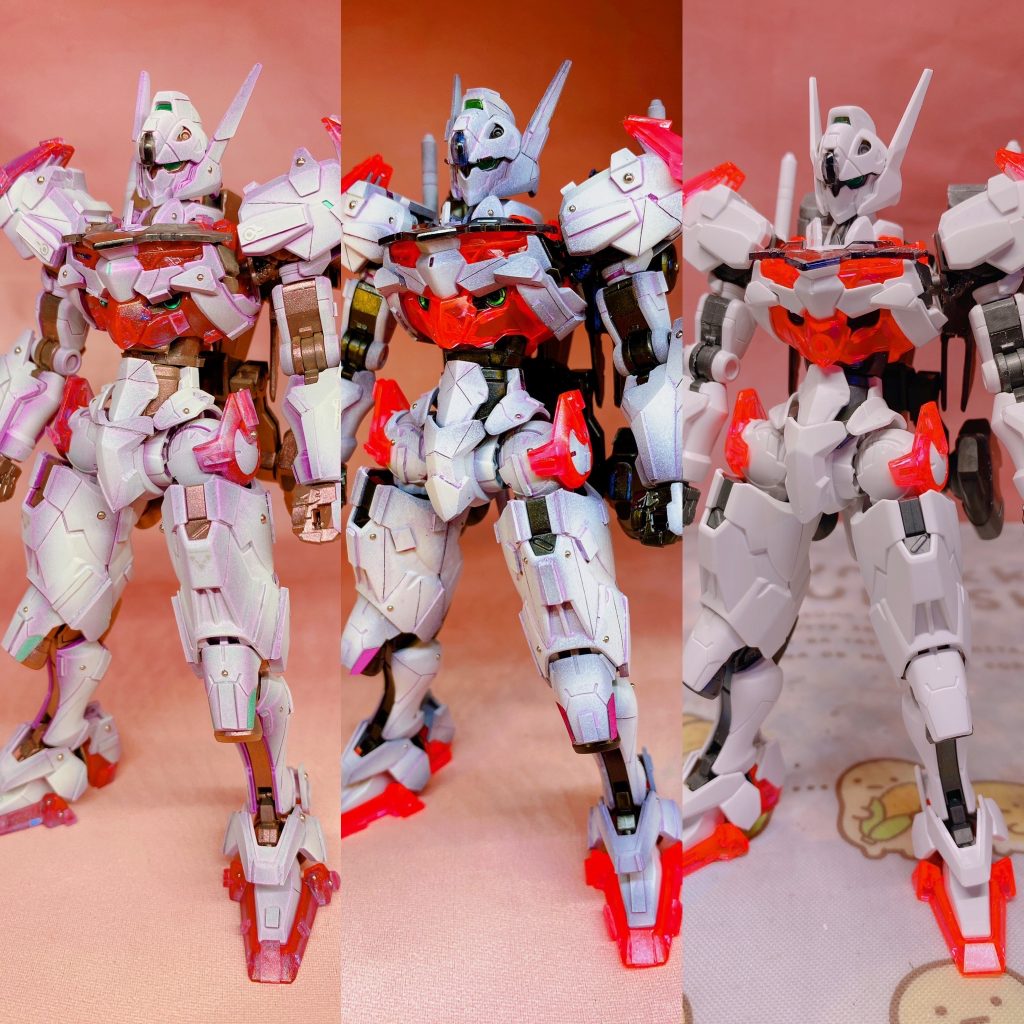 左から今回、前回のルブリス、素組みです。前回は正統派？な塗装に対して今回は紫を強めに出して差別化を行いましたが上手く差別化出来て良かったと思います。