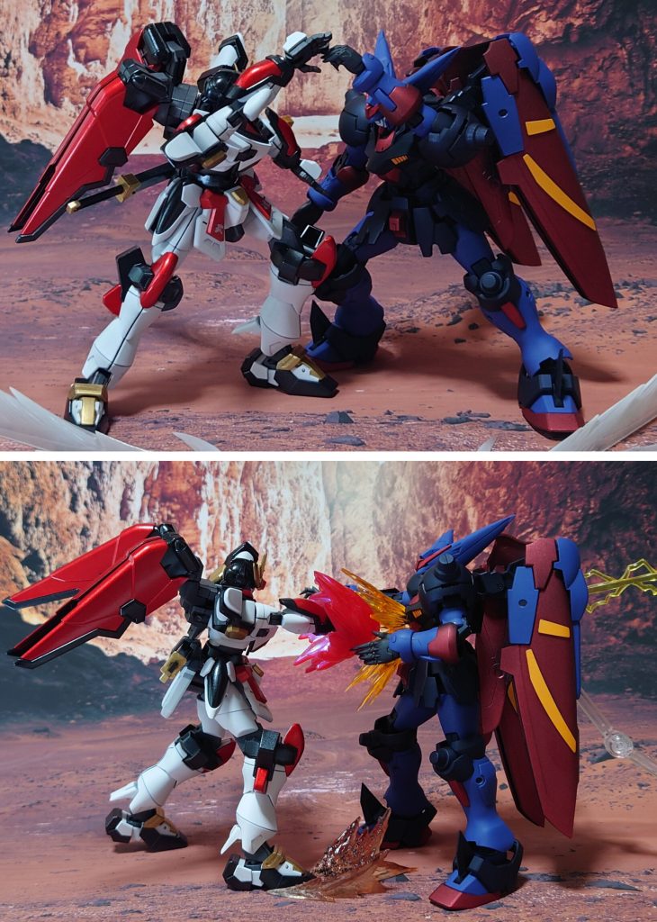 マスターガンダムとのガンプラバトル。隙を突いて必殺、“正拳稲妻突き(ライトニングボルト)!”