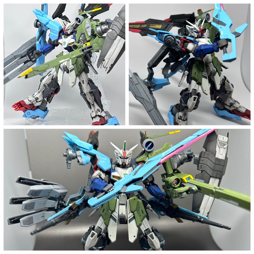 エール側のウイングの自由度は低く、可動にあたりアチコチ干渉しますが本家パーフェクトストライクもそんな印象があったので割り切りました。