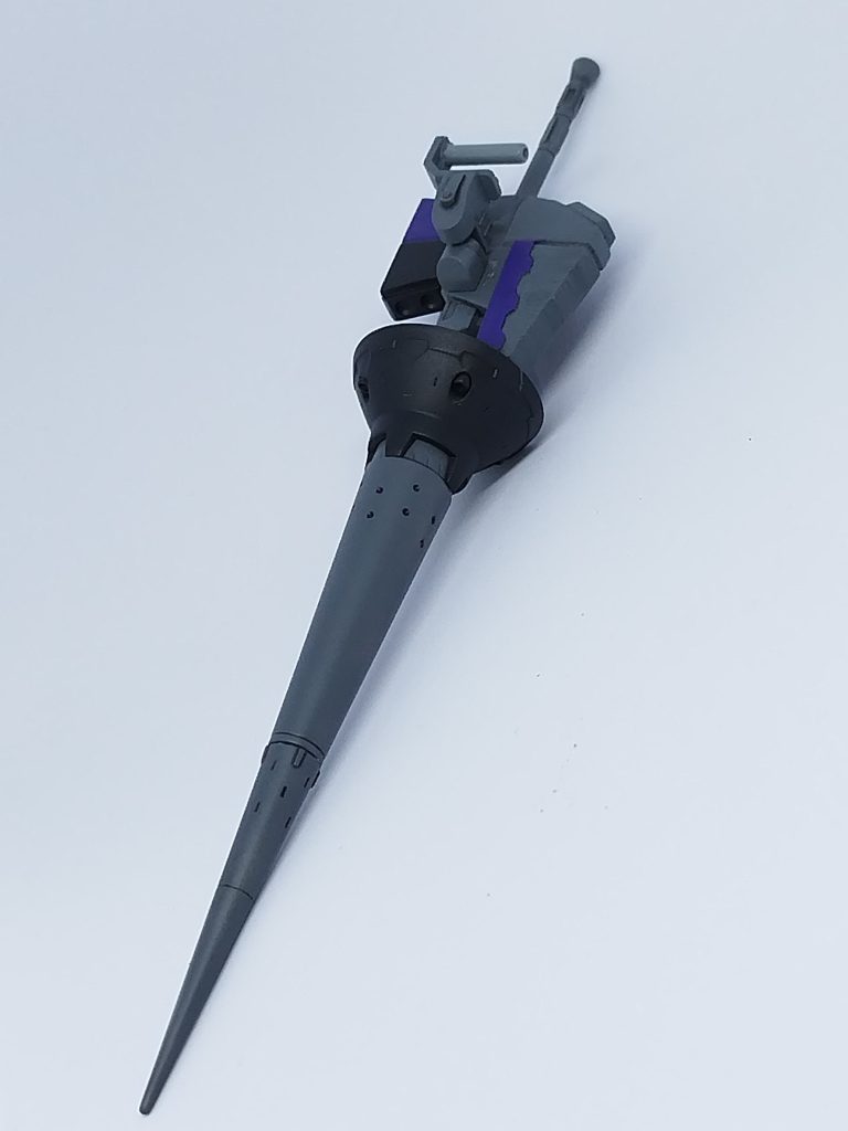 〜WEAPON〜多分こっちが本体です。宇宙世紀屈指のロマン武器と名高いショットランサーは、コトブキヤM.S.Gバトルランスをベースに、プラ版、エポキシパテ、ジャンクパーツを用いてそれっぽくデザインしました。もちろん機体より作成時間を費やしてます。