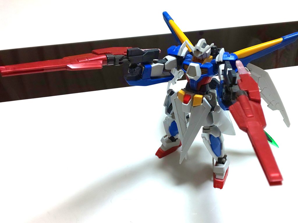 この機体のメイン武装「ドッズフィンライフル(仮称)」です。ウイングゼロのツインバスターライフルのように連結はしません!設定としましてはAGE-1のドッズライフルの汎用性、AGE-2のハイパードッズライフルの貫通力、AGE-3のシグマシスライフルの火力をバランス良く融合させた武器!ってことにしてます!