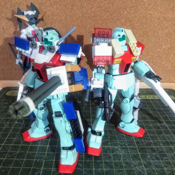 HG ジム 《ヘビー アームズ》&《レオパルド》《A,B,C,突撃戦仕様》( ｀・∀・´)ﾉ ﾖﾛｼｸｰ           　　　　　　　　　　　　　　　　　　　　　　　　　　　　　　　　　　　　　　　　　　　　　　　　｢DSO BLKプロジェクト｣を実行です ( ＾ω＾ ) 　初心者だから大目に観て下さると幸いです　ｍ(｡≧Д≦｡)ｍ　　　　　　　　                   ・・・武器しか思いつかなかった (　ＴДＴ)（2枚目）