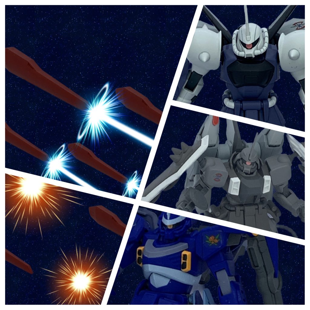 イ「何!?ドラグーンシステムだと!」デ「こりゃあ本当にイかれた野郎だな!」シ「1・2・3…8基!迎撃します!」イ「なめるなよ!」1基、2基、順調に墜としていく3人。デ「はっ、あのラクス様んとこの坊ちゃんに比べたらヌルすぎるぜ!」イ「油断するなディアッカ!本体が接近している!」シ「来ます!……あれは!?」デ「ウソだろ…!?」