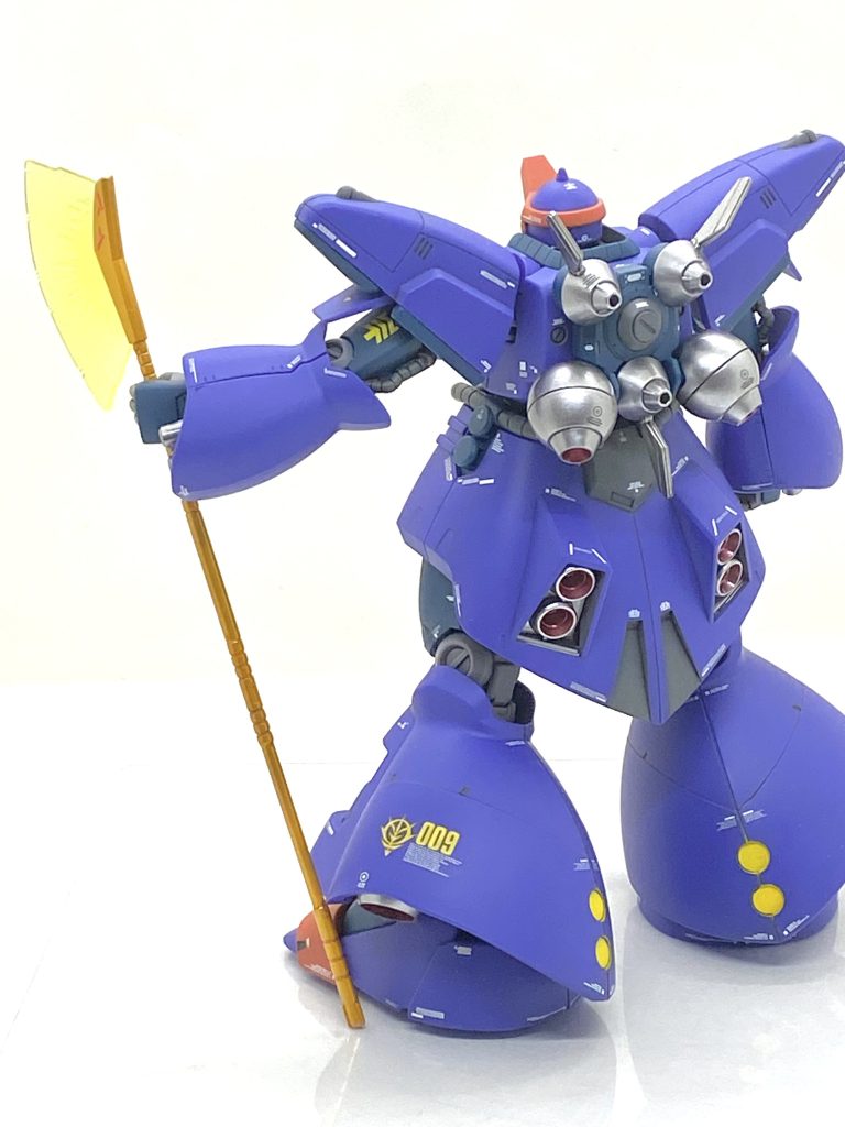 塗装箇所とカラーレシピ各部バーニア外部、3連装ビーム・キャノン等→(ガイア)フレームメタリック(2)バーニア内部→(クレオス)GXメタルレッドビーム・トマホーク柄部分→(ガイア)ヴィクトリーゴールド動力パイプ、メカ部一部→(クレオス)新ガンダムカラーMSグレージオン系