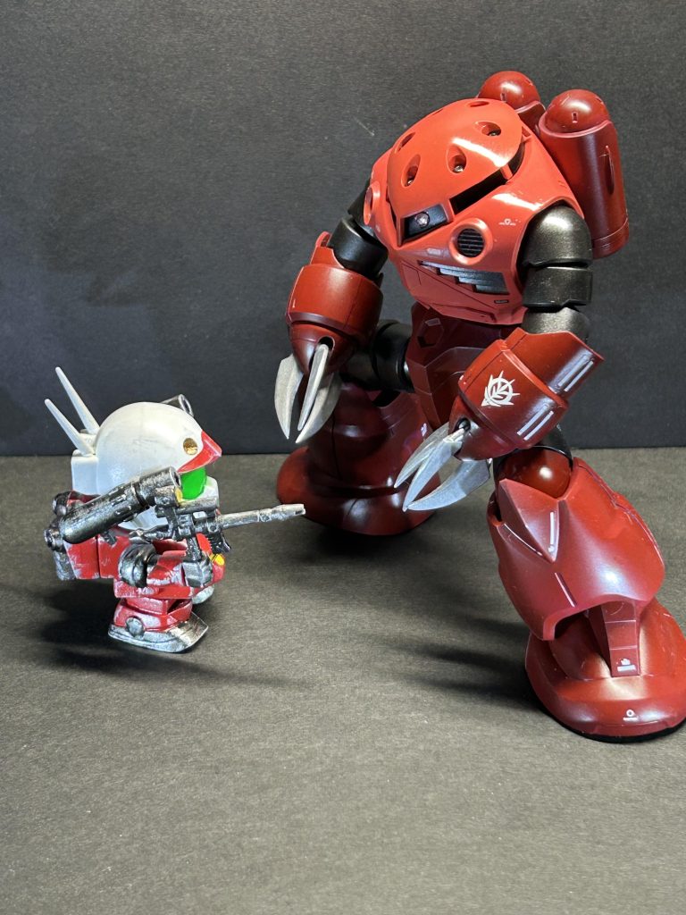 ガンキャノンと量産型ズゴックの代わりに、シャアズゴックで遊んでみました🎵