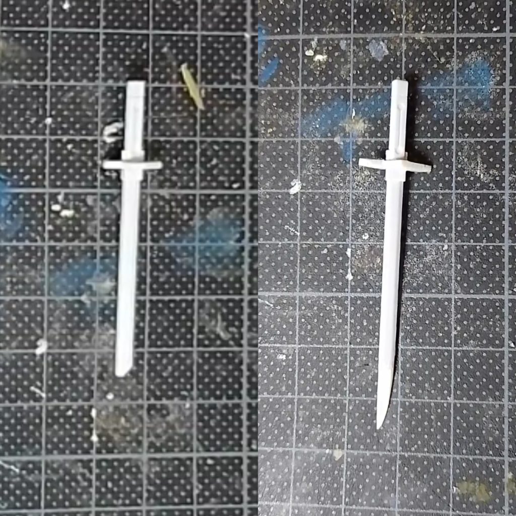 はんだごてを使用して刃を1cm長くするなどの改造も行いました。