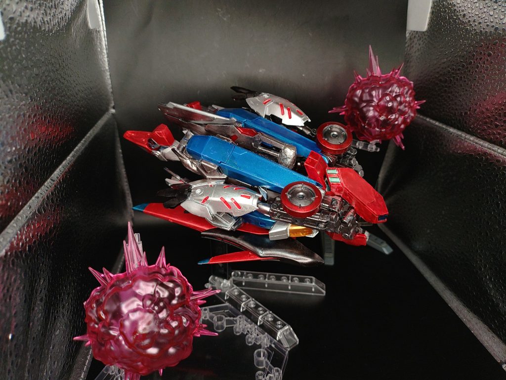 ◯MA形態バッテリー起動時に長距離移動、瞬間移動をするためMA形態に変形します。セイバーガンダム、ムラサメの戦闘データを参考にしています。