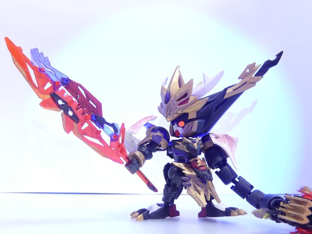 いつものブラックライト。創傑伝は武器が光ることが多いのがいいね。まだ先だけどガイアルミナスカラー復活おめでとう。なので今回は大盤振る舞い、様々な発光に大活躍です。【一部ギミックは後日公開、追加分は下記】