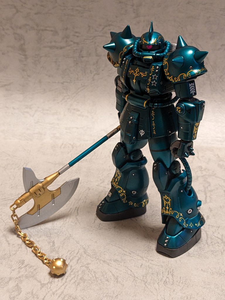 いつものように暗めの一枚。腰の動力パイプはキット付属のだど、曲げる所に切れ目が入っている為リヴァイブグフのヒートロッドを曲げたりして使ってます。若干他のパイプより細いのですがしっくりしてるかなと思ってます。