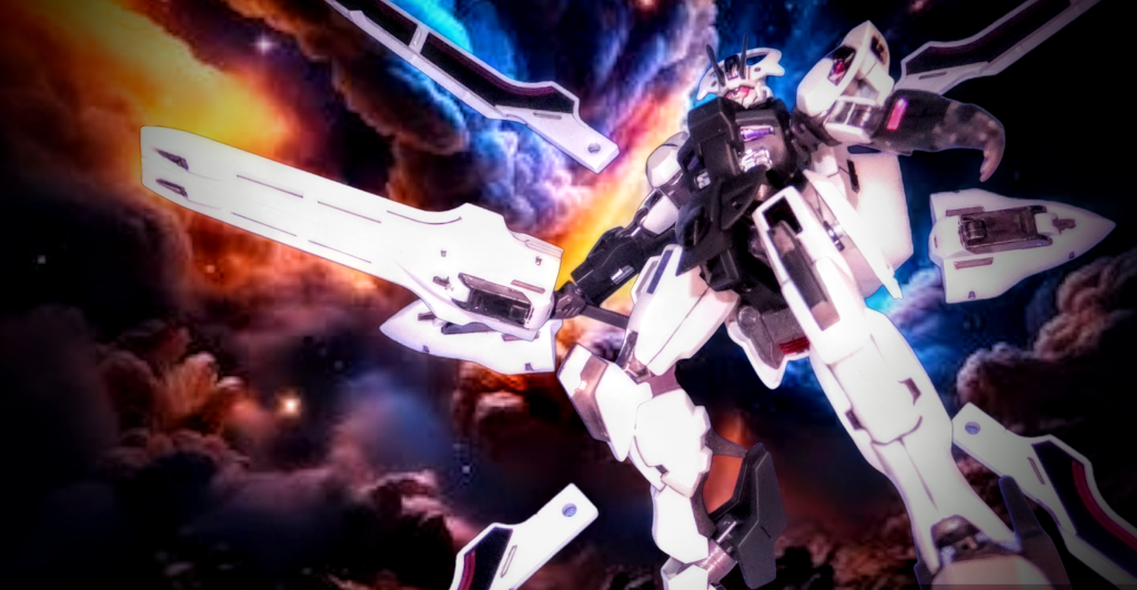 フレーム部分はタミヤスプレーのライトガンメタで吹付け、バーニアや細部の塗り分けはガンダムマーカーEXのメタリックカラーで塗り分けを行っています💦