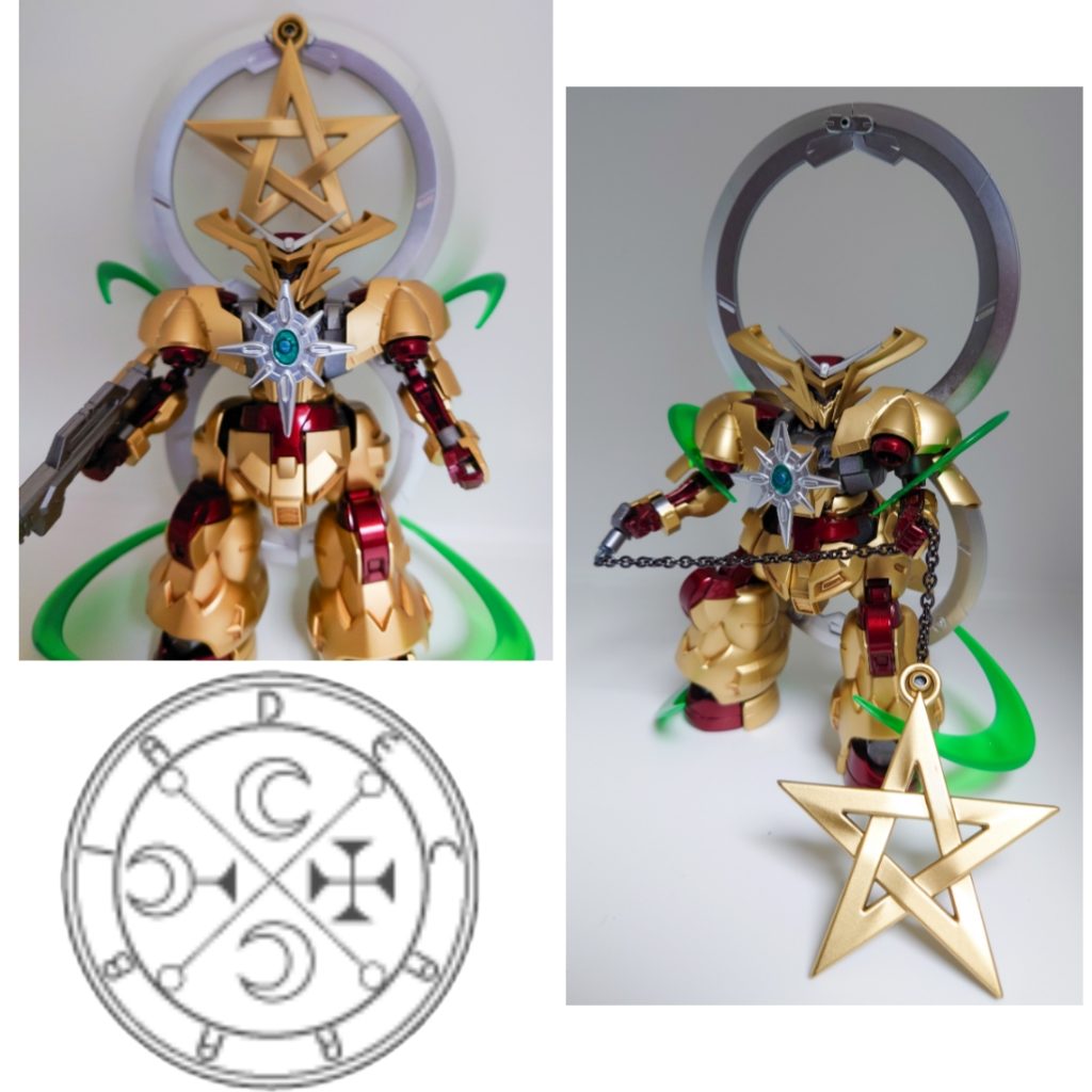 デカラビアの特徴である五芒星は絶対に取り入れたいと思いましたので、背中に背負わせてみました。