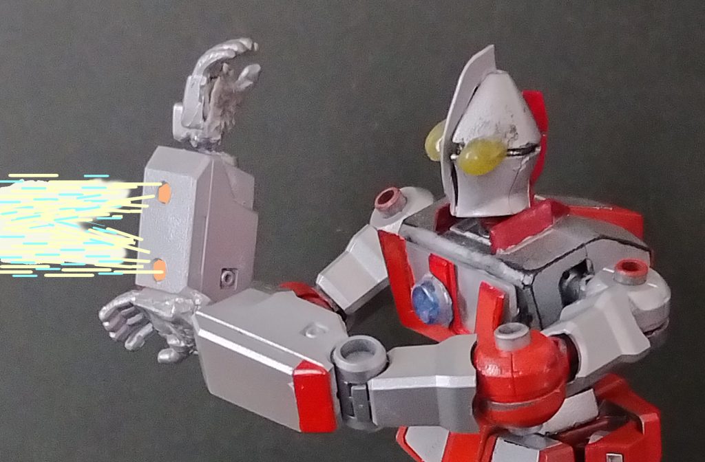 ビームスペシウム発射。悪い外星人もイチコロだ!