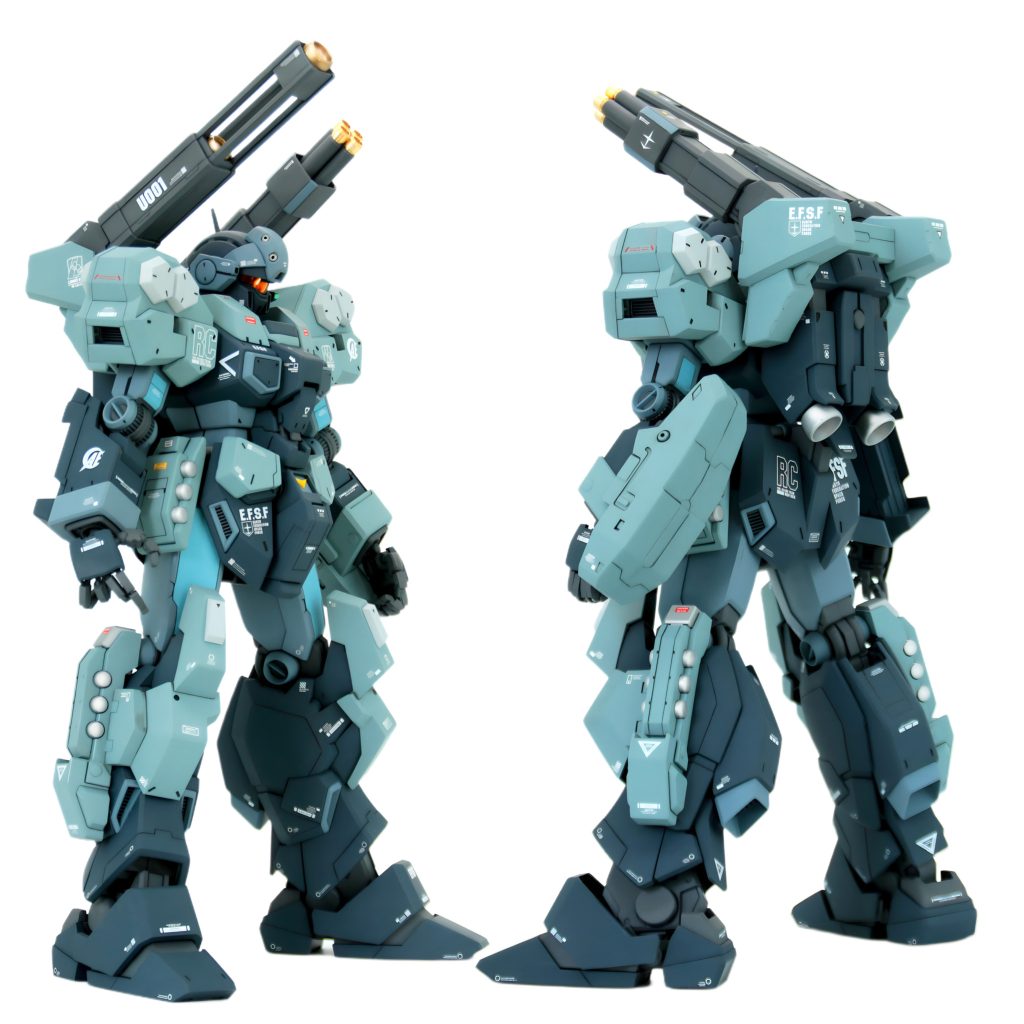 背部ビームキャノンの銃口部を金属パーツに置き換えています。