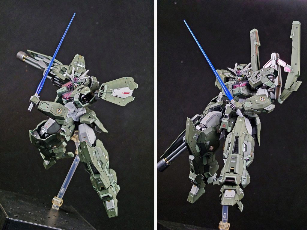 ビームサーベルは爪ヤスリでやや曇らせ気味に。