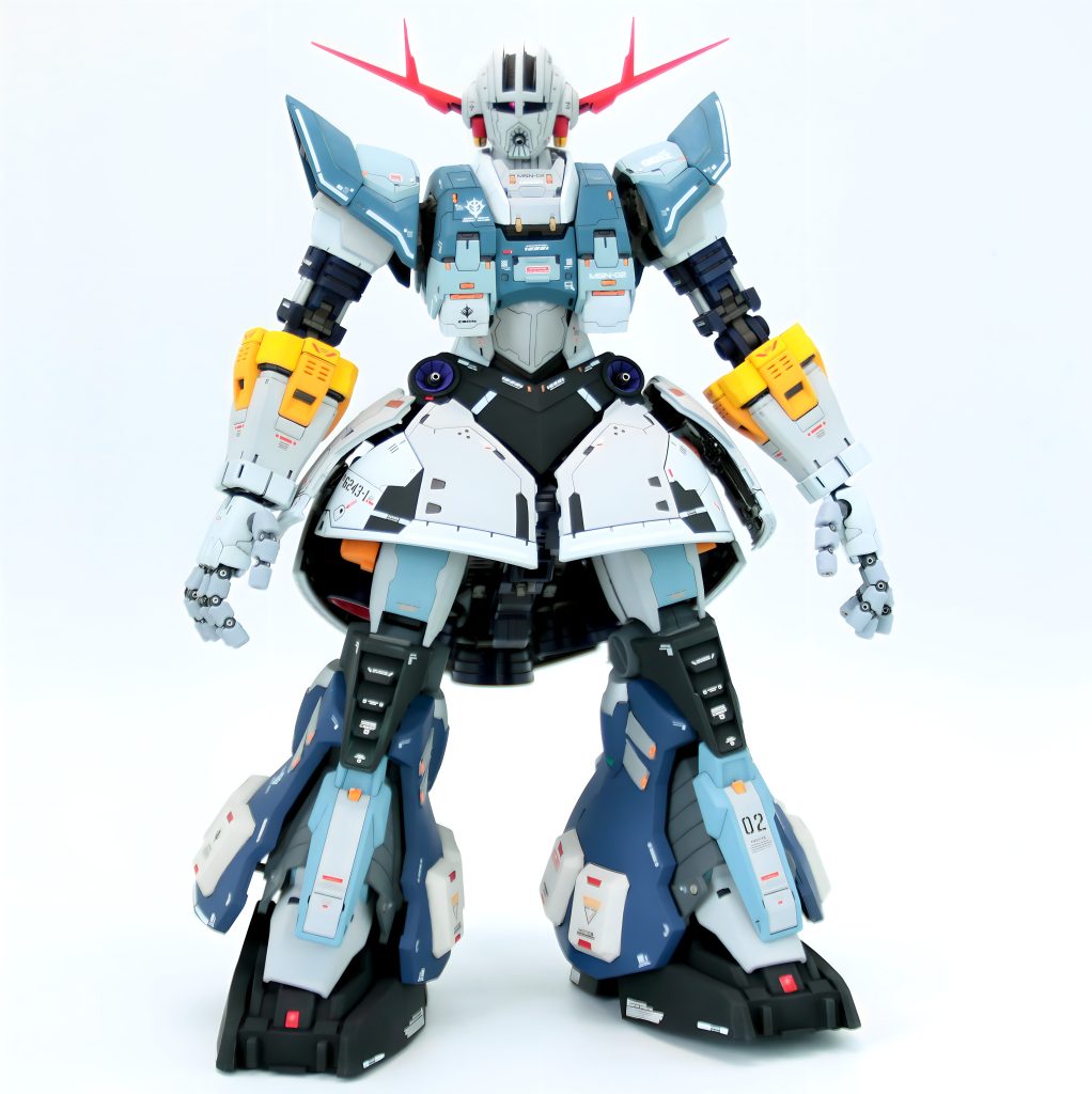 脚部はMG GP02サイサリスの脚をベースにジャンクパーツを組み合わせて改修し、接合部を差し込み式に加工していますので、ポン付けでジオングに換装可能です。勿論可動もバッチリです。