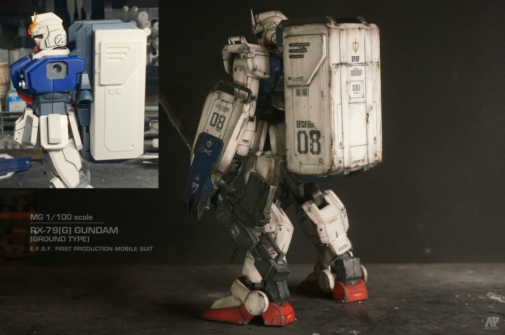 ランドセルの元の状態が、あまりに無表情だったので、プラ板で凸、彫りで凹モールドを、うるさくない程度に追加しました。