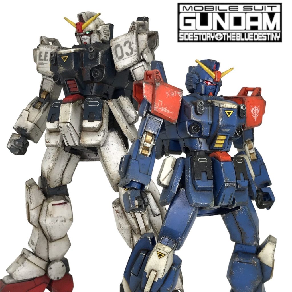 全塗装完成品 1/144 HG ブルーディスティニー2号機 HG ブルーディスティニー2号機 & 3号機 無塗装 お手軽