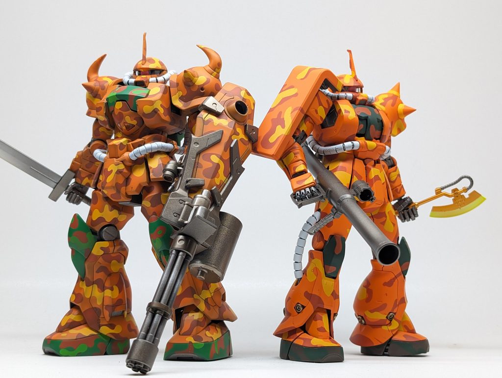 迷彩塗装は奥深くて楽しい塗装です。まぁでもマスキングが大変です😆MG　グフカスタム　迷彩塗装 | ガンプラの時間です。ブログも書いてるんで、お時間ある方覗いてみて下さい。