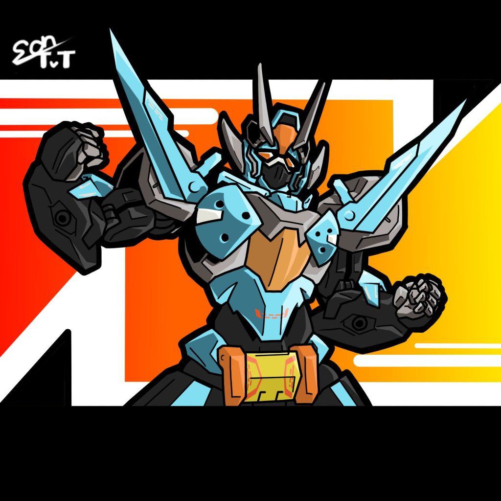 おまけTwitterで完成品見た方からガッチャードガンダムのイラストを書いて頂きました！とても嬉しかったです(^^)