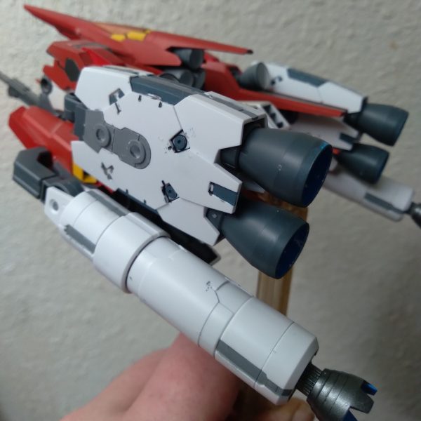 Working on a booster equipment setup on my ReZEL Gundam. Using 30mm parts, I was able to make some sort of booster unit. Needs some more work, lol（1枚目）