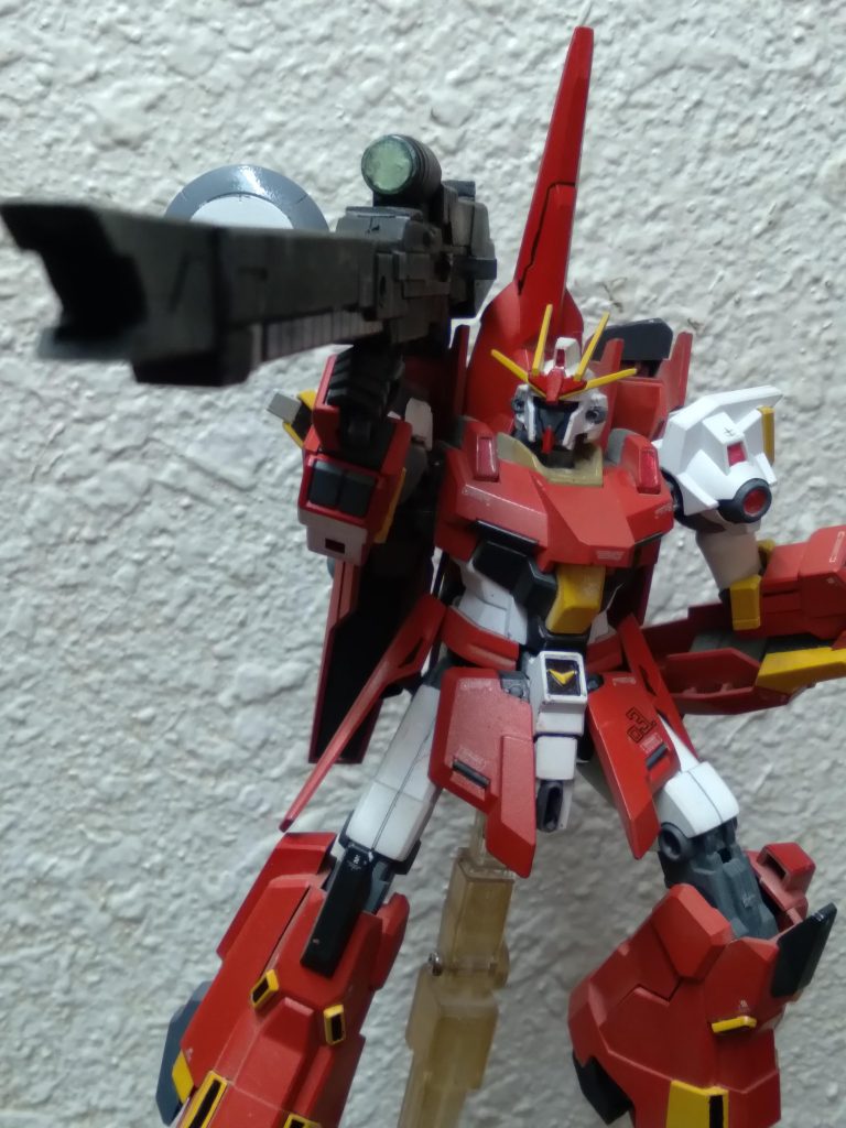 That's it for the settings. I hope you enjoyed it!! I made the launcher using the system weapon 008 from Bandai. I changed the barrel to one from kotobukiya. The radome is also kotobukiya. The sensor is from the hgbf EZ-SR with a cheap colored gem that I sanded down as the lens.