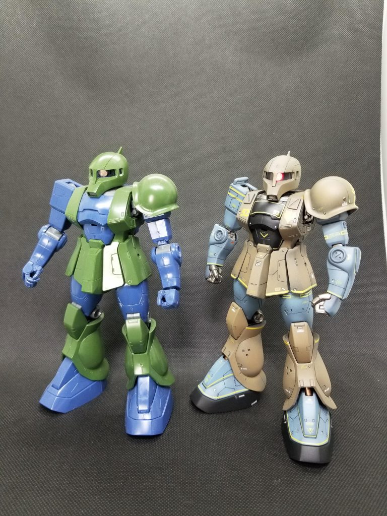 こちらは素組との比較ショット。いゃ~素組の立たせ方のあざとさょ🤣今回プロポーションは全く弄っておりません。