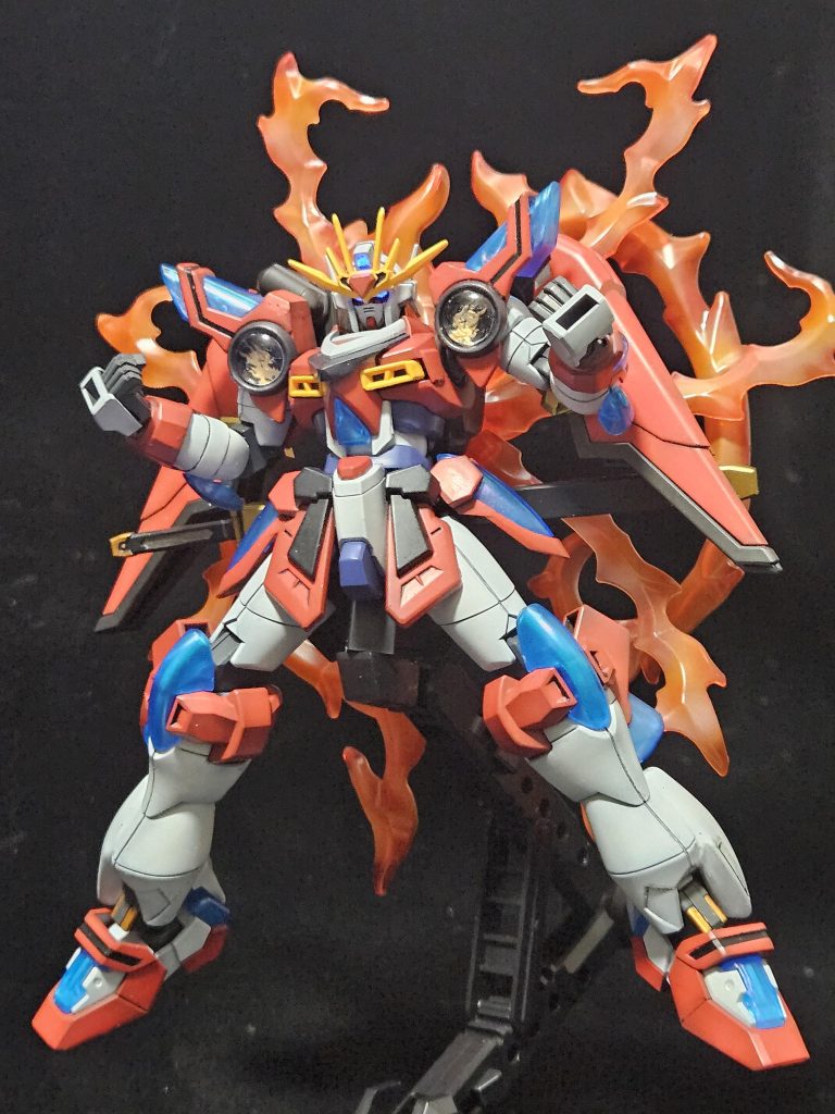 折角カミキバーニングのパーツが余剰であるので、雑にバックパックに切り貼りして炎エフェクトを取り付けれる様に。エネルギー噴出描写が嫌いな男の子はいません(暴論)