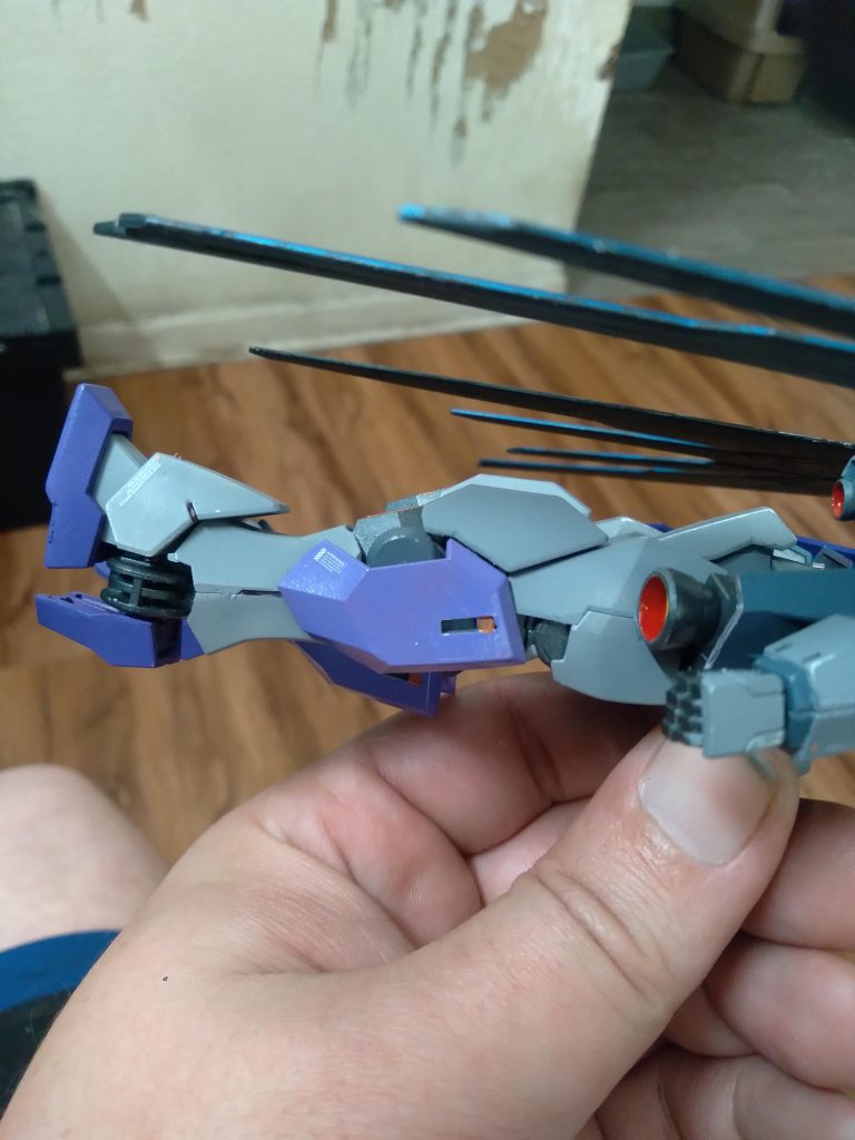 Side view of the legs. I was going to use some 30mm connectors to make the knee joints bend in reverse. I decided to just leave them as is