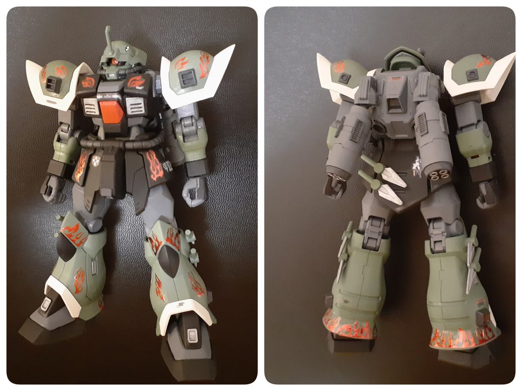 本体は炎のネイルシールでデコりました🔥ダートの取り付け位置変更、バーニア類も追加してます