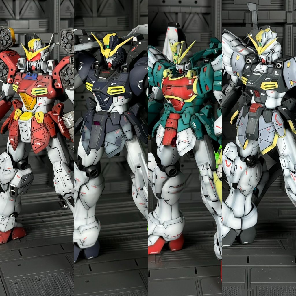 最後に、これまでの3機との見比べです。こう見ると結構それぞれサンドロックだと思いません?(笑)残るはゼロのみ。あれはカトルが作りましたからね…ひとまず1人オペレーションサンドロック任務完了です🫡 最後まで見て頂きありがとうございました。