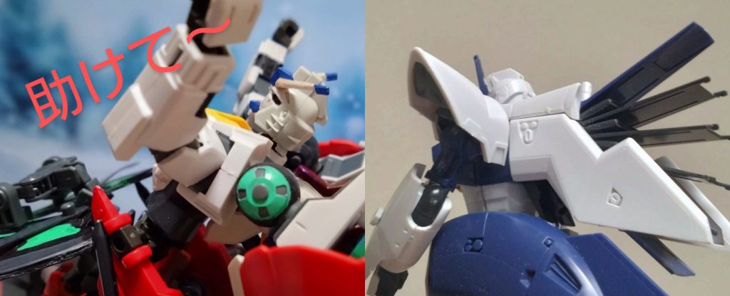 ーーーそして現在に至る。ニノはザク以外の機体を無断使用し、酷いことを言ったメモリーを見返そうとしていた。リベロならザクよりも性能が遥かに上だと判断した彼女だったが、ここで思わぬ事態が起きていた。リベロの操縦がほとんど分からないことである。その証拠に、彼女が乗るリベロは未だ逆ハの字で滑り続けていた。猛スピードで……。 「これじゃなくて…、このスイッチも……えぇ!?止め方が分かりません!!」 リベロは真っ直ぐ敵の防衛ラインに向かっていた。このままでは、いつ敵と遭遇してもおかしくない。果たして、彼女の運命はどうなることになるのだろうか…?  ーーーその一方、リベロが向かうであろうその先で、突如として現れる一機のMS。パイロットは辺りを見渡し、ここが地球だと知る。 「どういうことだ?宇宙にいたはずなのに…」 その時、彼のMSに通信が入る。女性の声だった。 『こちら、ギャザーロード隊のユノ・アスタルトです。『イルミナーティ』の『リード・フォックス』さんですね?』 G:ユニバースのユノからだった。だが、ここで彼らですら予想だにしないことが起きていた。 「何を言ってる?僕は『マーク・カラン』だ」『え?誰?』 そして、ギャザーロード隊の小隊の機体もその場に現れるのだったーーー 『機動時空転移 ガンダムリベロ 第8話:キリマンジャロの戦い-前編-』  と、ストーリーはここまで。今回はニノがリベロを無断使用し、更にブレイク現象も混じってGセイバーのパイロットが映画の主人公『マーク・カラン』で、更にバトルアライアンスのキャラも登場…と、いろいろ起きた回になりました。続きは次回へ。 『マーク・カラン』を知らない方の為に軽く説明します。映画本編の主人公で、元セツルメント国家議会軍のエースパイロット。演習中に起きた事故がきっかけで上官と対立し、軍を退役。その後は深海農業研究施設で食料問題解決の為の研究を行う。その施設に侵入してきたサイド・ガイア生物工学主任を務める助教授の女性『シンシア・グレーブス』を助けたことから彼は事件に巻き込まれ、殺人容疑で軍に追われることに。彼女とその仲間、更には婚約者と共に宇宙まで逃げた彼だったが地球とガイアはとうとう戦争に発展してしまったことで最新MS・Gセイバーで戦うのだった……。ネタバレになりますが、映画の最後では彼はシンシアと一緒に地球に帰ります。Gセイバーはその後、一年後を描いたゲームの主人公・リードの搭乗機になります。ゲームではマークのその後のことは語られてはいませんが、きっとシンシアさんと結婚し、幸せな生活をしていることを心から願います。