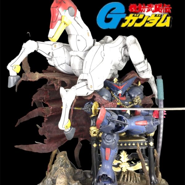 HG マスターガンダム 無塗装 お手軽ウェザリン 成型色仕上げ スポーン風ジオラマ