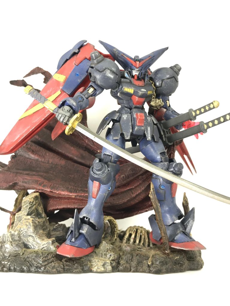 ノーマル マスターガンダム + マント&刀 + ジオラマベース verウホッ!イイオトコ!刀が似合いますね〜🥷