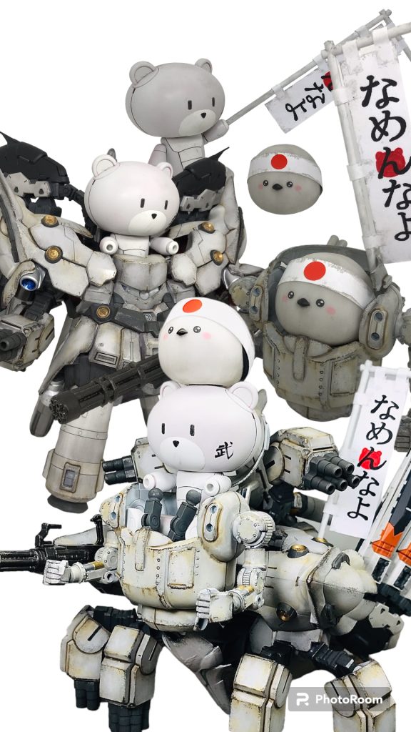 SDコンテストの為に気合を入れて作製した、超変形合体プチッガイロボこれは結構いけるんちゃうか?一世を風靡した…なめ猫やぞ!?と自信作だったが…またもやコンテストにはカスリもしなかった作品wwwやっぱ汚プラじゃダメなんか…と痛感😵