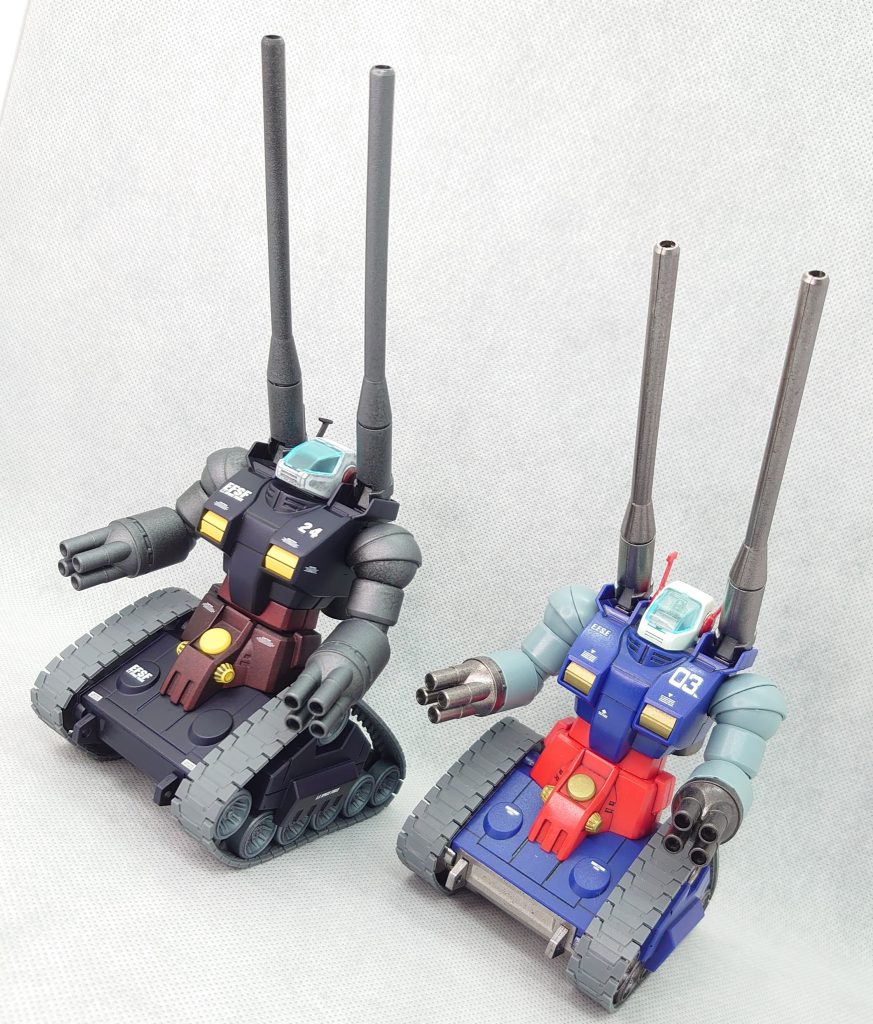 過去に製作したガンタンクを引っ張り出してきました。今回はかなり暗めの仕上がりです。少しは上達できたでしょうか。