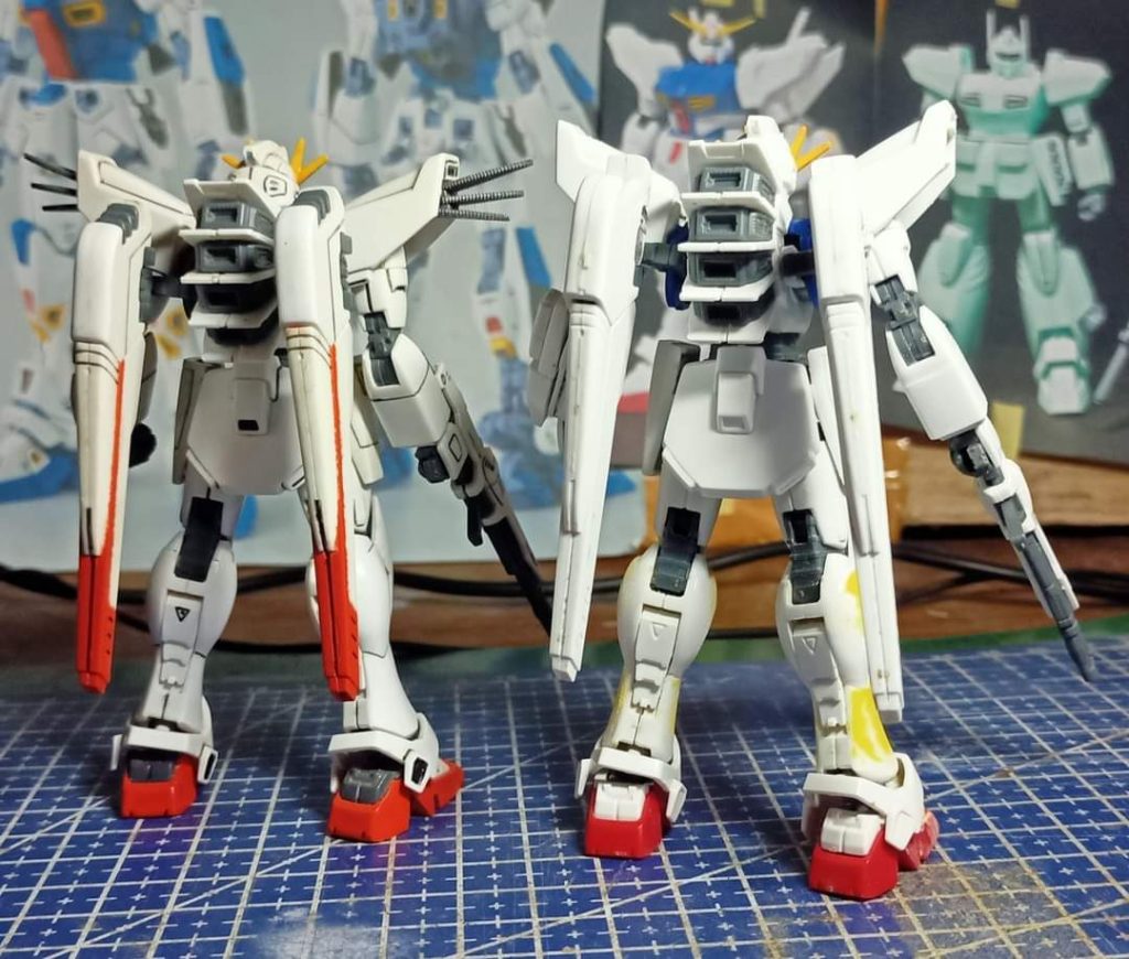 This is the back of Custom HGUC Gundam F91 Gray Phantom Custom. I like thick legs like MG ver 2.0 and ANIME ver, so the yellow part is putty. The legs and feet of the HGUC F91 are a little thin for my taste.