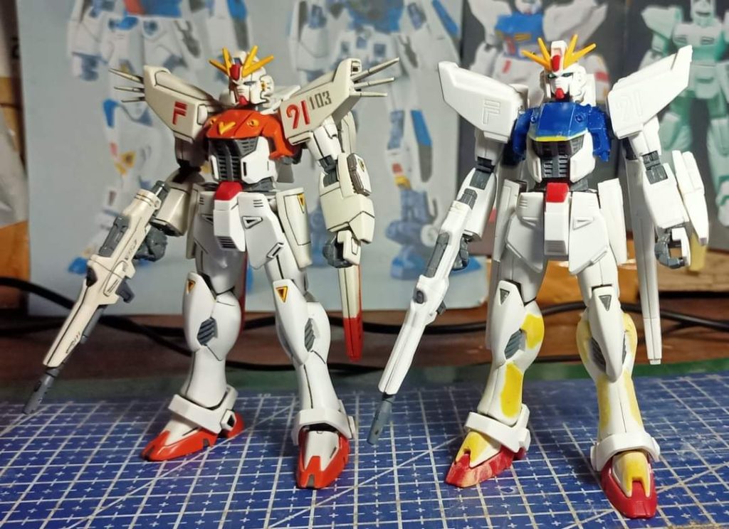 Compare it to my old HGUC mass-produced Gundam F91. I'll post this along with the rest of his UC 100 gyms and Gundams in the next post.