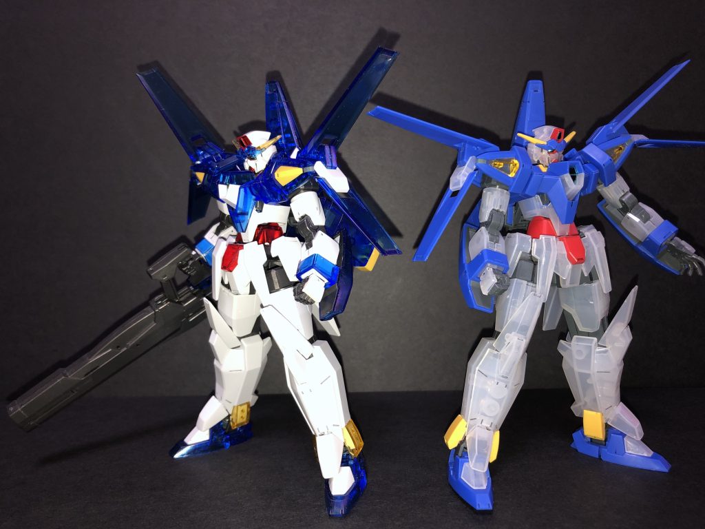 今回は好みで肩やコアファイターのスラスターなどの黄色等一部はクリアにしていません。