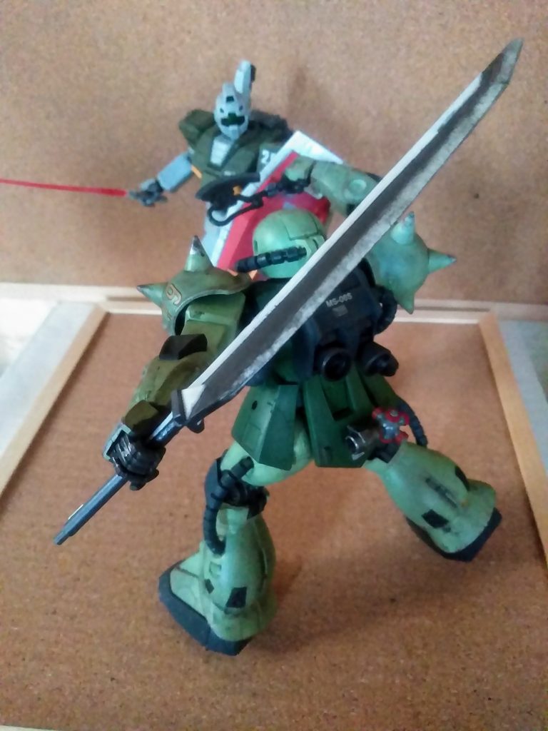 ｢”潜伏ジオン兵狩り部隊”のジムさん｣に出演を願いました😆　　　　　　　　　　　　　　　　　　こんなイメージでお願い致します😤　　　　　　　　しかし｢観れば観るほど｣雑だなぁ　　　　　　　　　｢首斬り包丁｣🧐