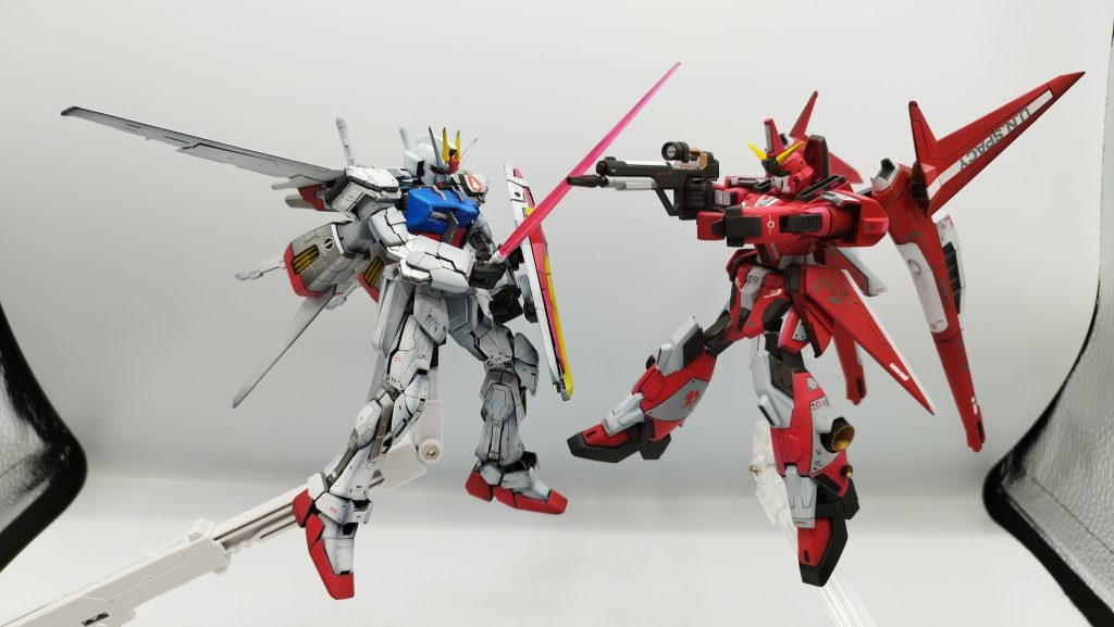 本来、イージスガンダムとストライクで撮りたかったシーンですが、ひとまず、セイバーとストライクで撮りました。