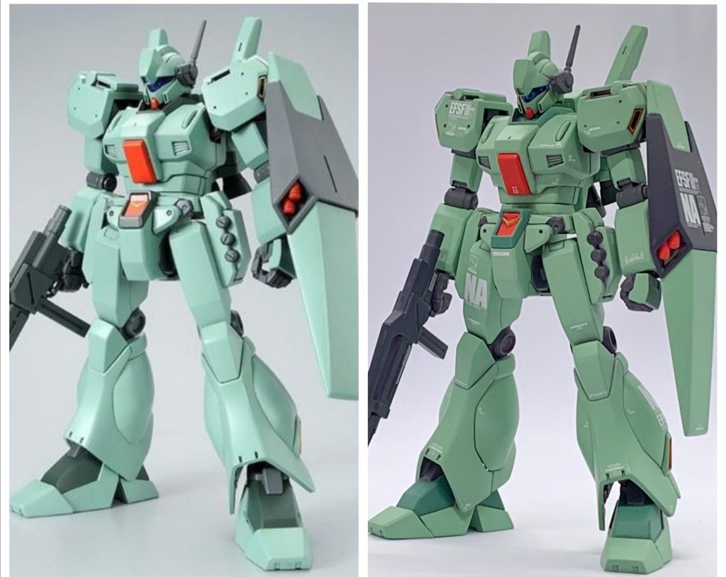 一応ビフォーアフター。左がバンダイの見本画像です。