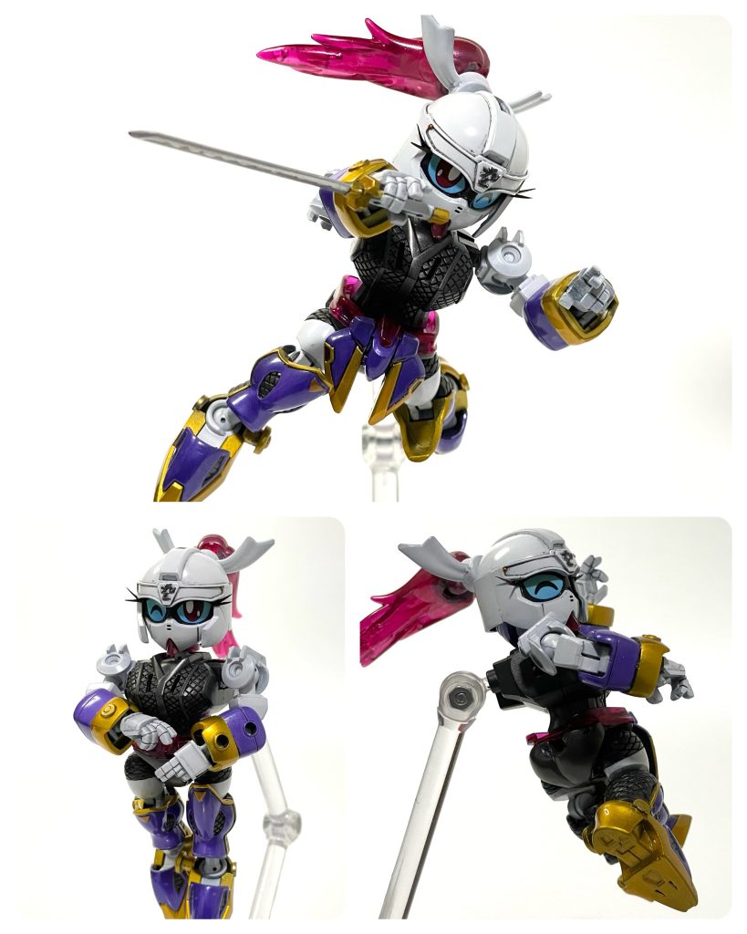 説明書の軽装モードと異なり、前後の腰アーマーもパージ可能となっています。いえ、腰フレームが隙間からチラッと見えるのがあまりイケてないなと思って、パテでこう、丸みを帯びた感じに造形してみただけで、はい、ただの基本的な肉抜き穴埋め工作なんですよこれは。https://twitter.com/sawat1203/status/1730386946579738713↑の動画も見てね!以下、制作過程