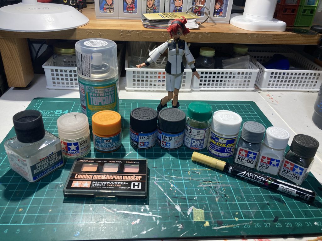 今回使った塗料の皆さんと一緒に。タミヤ率が高いですね。