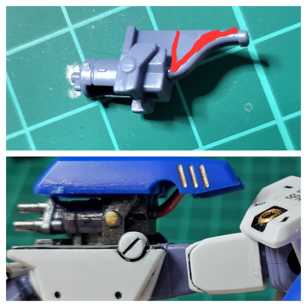 ガトリングのゲーブルはゲーブルを際立たせる為、余分なプラ部分をカットしました