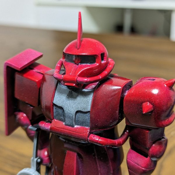 シャアザク　クリアレッド陰影塗装。